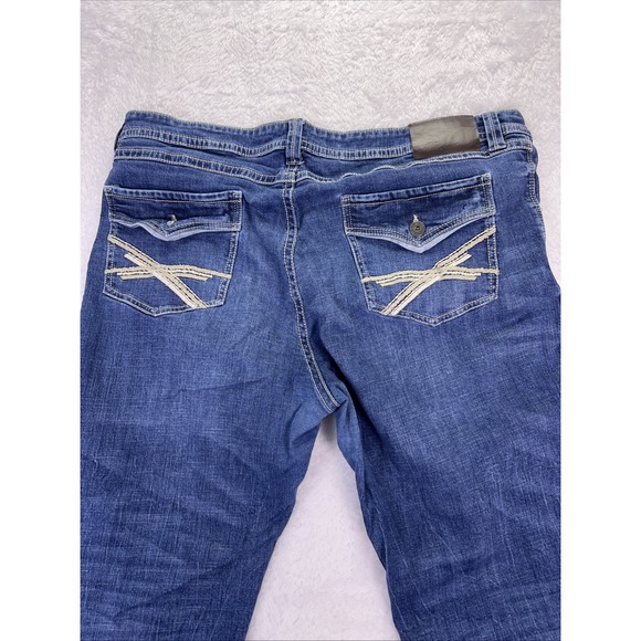 TK Axel Men's Jeans 42x30 Straight Bootcut Flap Pockets‎ Workwear Blue Med Wash - Picture 5 of 8